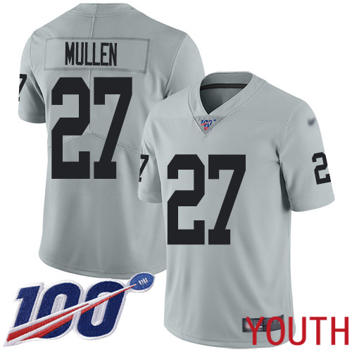 Oakland Raiders Limited Silver Youth Trayvon Mullen Jersey NFL Football #27 100th Season Inverted Jersey->women nfl jersey->Women Jersey